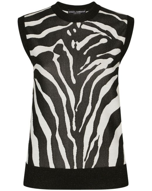 Dolce & Gabbana zebra pattern jacquard sleeveless sweater