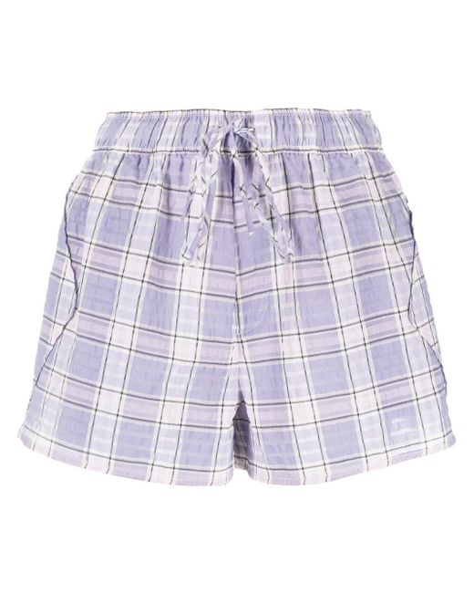 Ganni check-print seersucker shorts