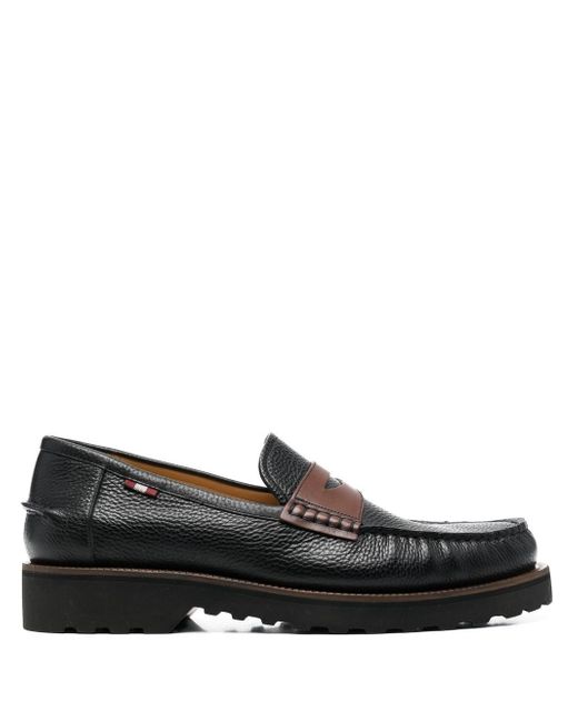 Bally almond-toe pebbled loafers
