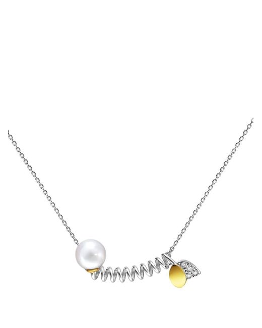 Tasaki 18kt white and yellow gold FLORET pearl diamond necklace