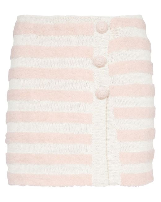 Balmain striped knitted button-up skirt