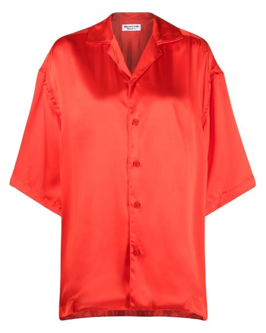 Balenciaga notched-collar silk shirt