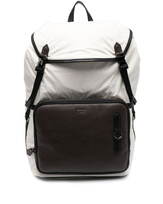 Bally panelled logo-plaque backpack