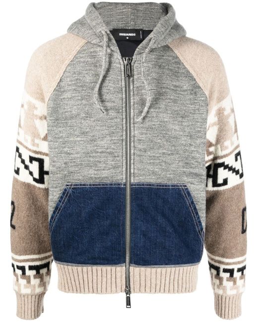 Dsquared2 intarsia-knit zip-up hoodie