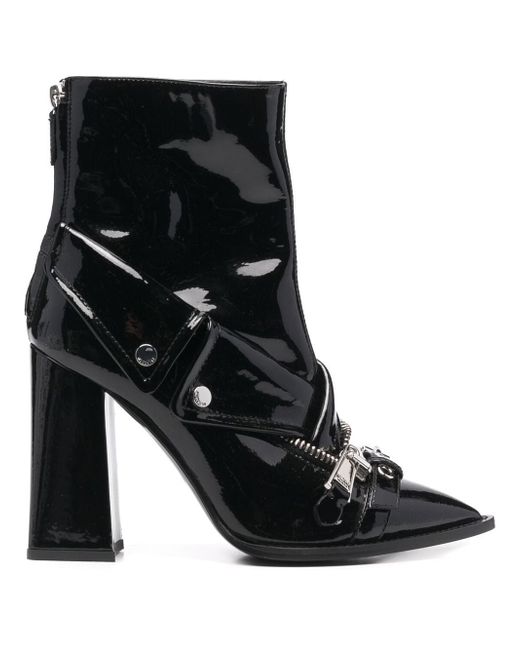 Moschino jacket-detailed ankle leather boots