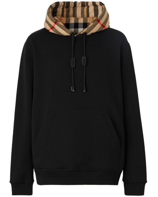 Burberry check-hood cotton hoodie