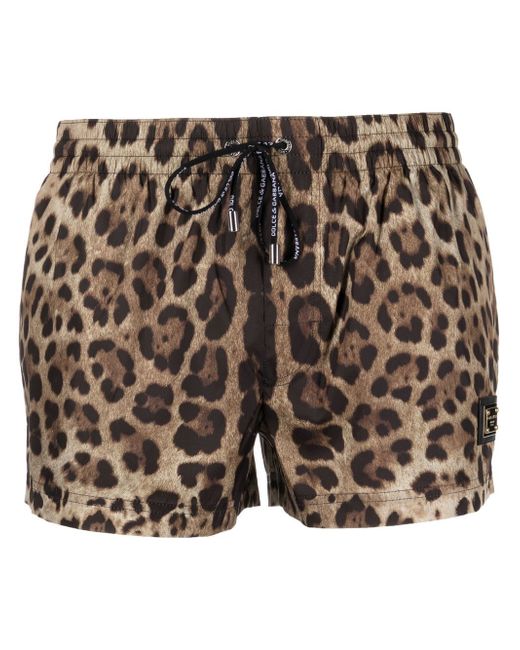 Dolce & Gabbana leopard-print swim shorts