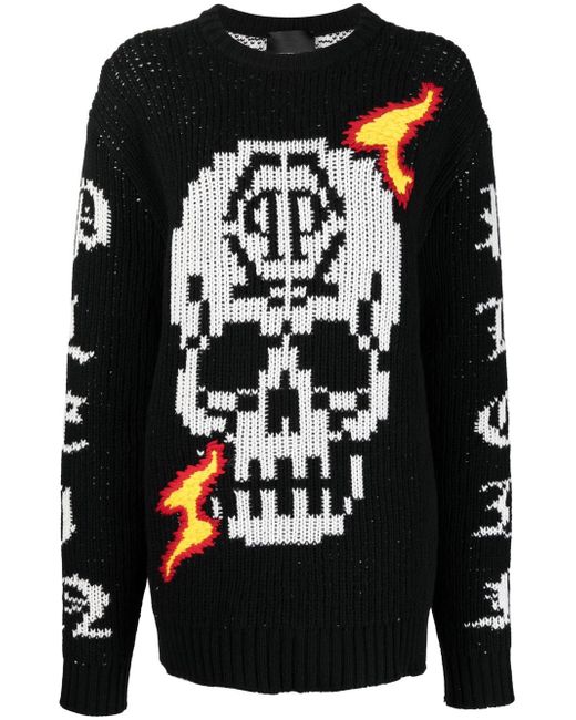 Philipp Plein Skull intarsia-knit jumper