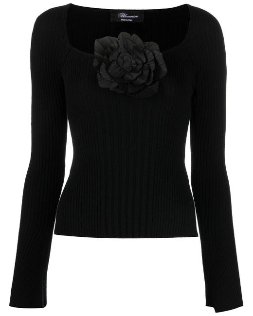 Blumarine floral-appliqué knitted jumper