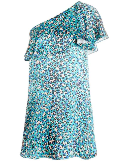 Saint Laurent leopard-print one-shoulder dress