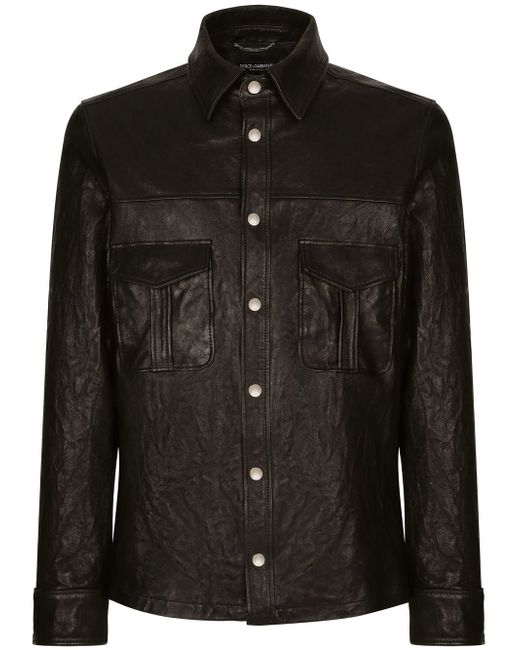 Dolce & Gabbana leather button-down shirt