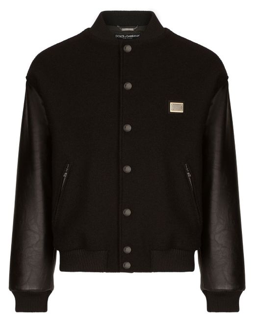 Dolce & Gabbana leather-panel bomber jacket
