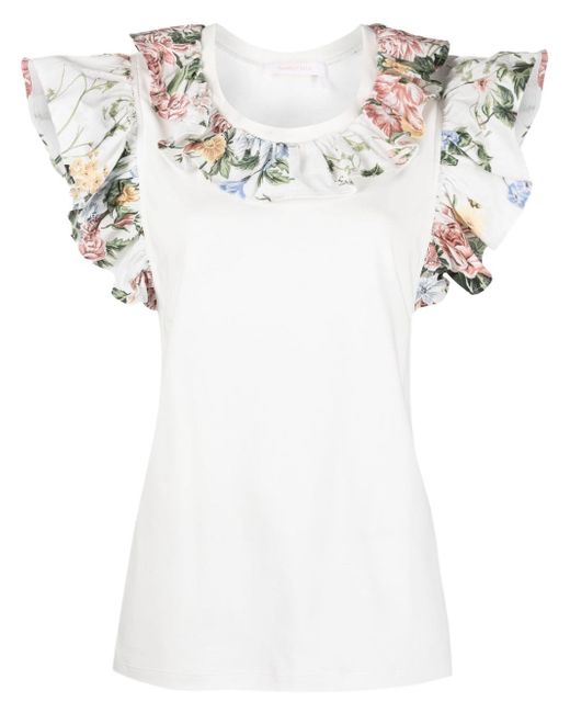 See by Chloé cotton floral-trim T-shirt