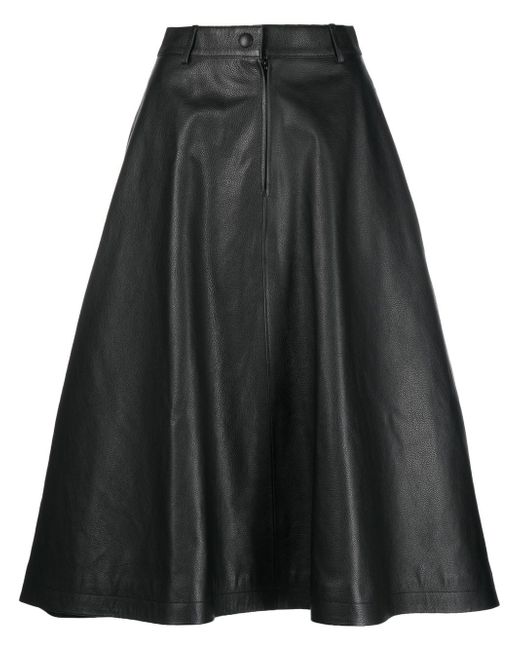 Balenciaga leather midi A-Line skirt