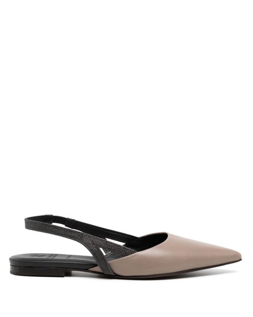 Brunello Cucinelli sling-back leather ballerina shoes