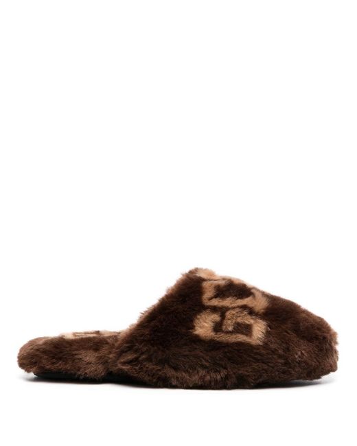 Gcds all-over logo-print faux-fur slippers