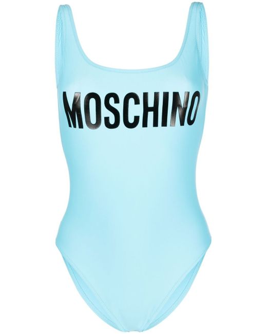 Moschino logo-print backless swimsuit