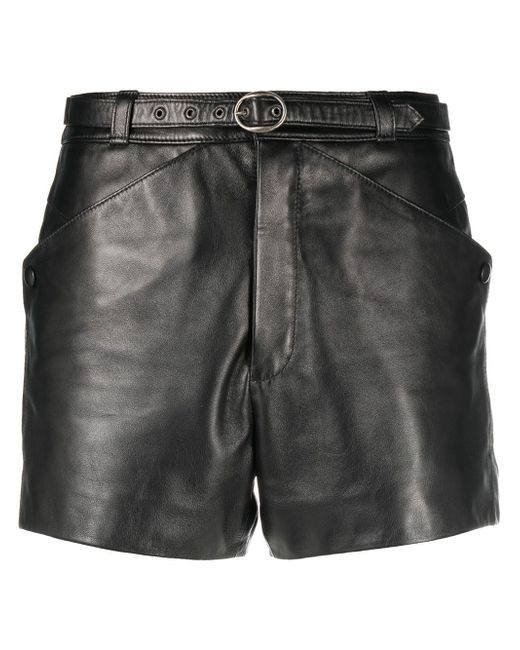 Saint Laurent belted leather shorts