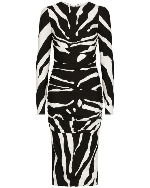 Dolce & Gabbana zebra-print long-sleeve dress