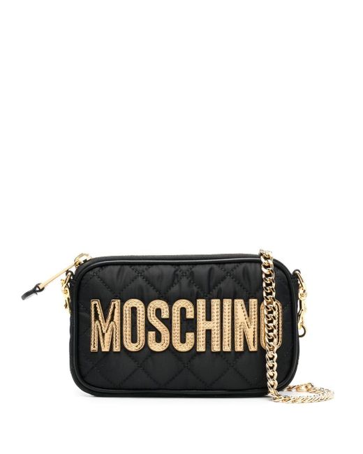 Moschino quilted logo-patch shoulder bag