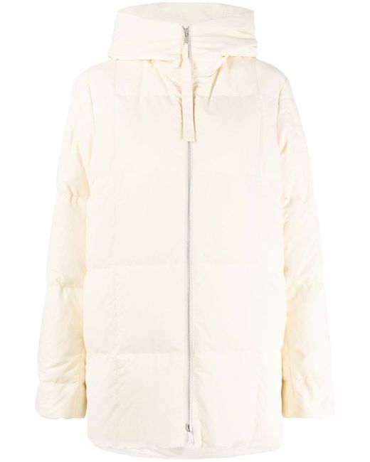 Jil Sander padded zip-up cotton hooded coat