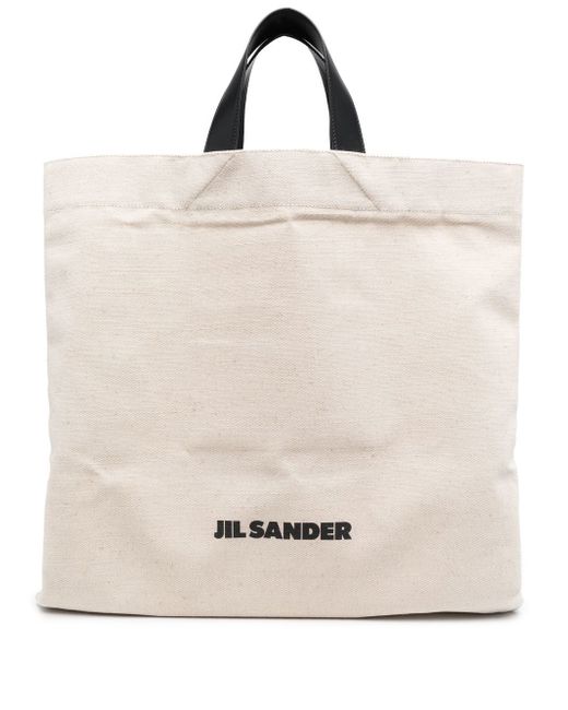Jil Sander logo-print linen tote bag