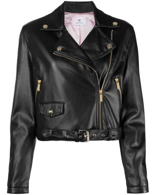 Chiara Ferragni zip-up faux leather biker jacket