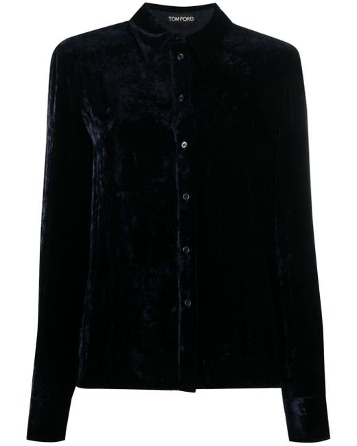 Tom Ford velvet-effect long-sleeve shirt