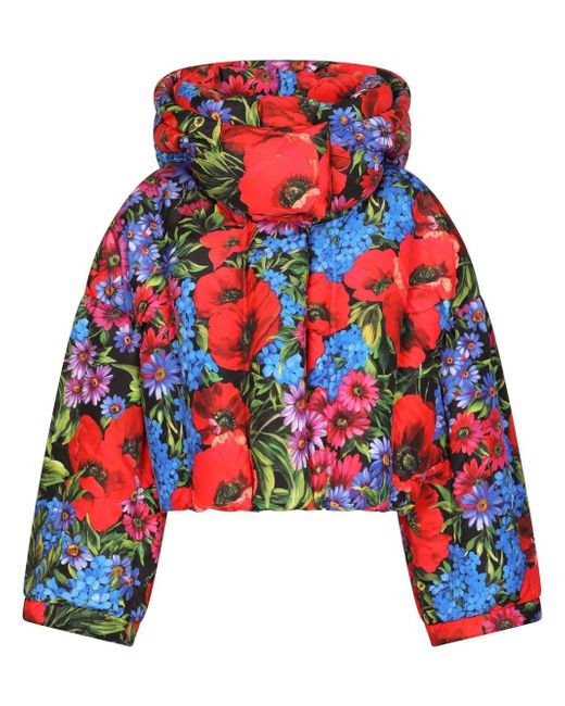 Dolce & Gabbana short floral-print down jacket