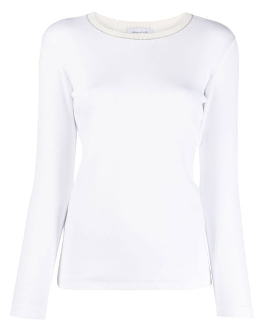 Fabiana Filippi contrast-collar long-sleeve T-shirt