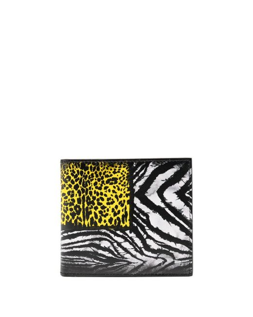 Roberto Cavalli animalier patchwork-print leather bi-fold wallet