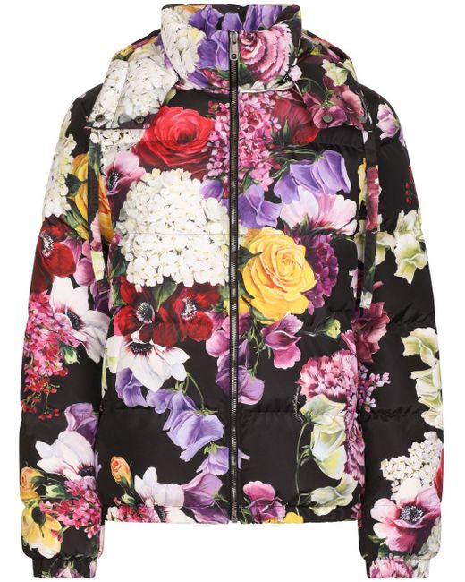 Dolce & Gabbana floral-print down jacket