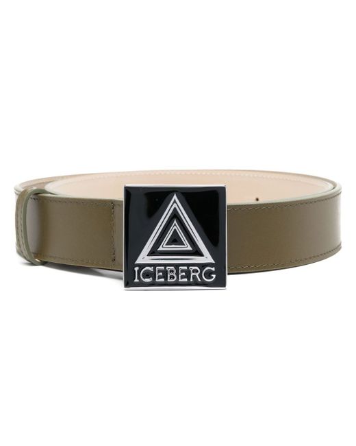 Iceberg logo-buckle leather belt