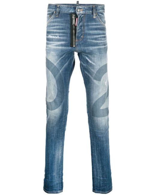 Dsquared2 logo-wash distressed skinny jeans