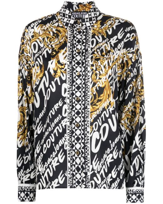 Versace Jeans Couture brushed logo-print long-sleeve shirt
