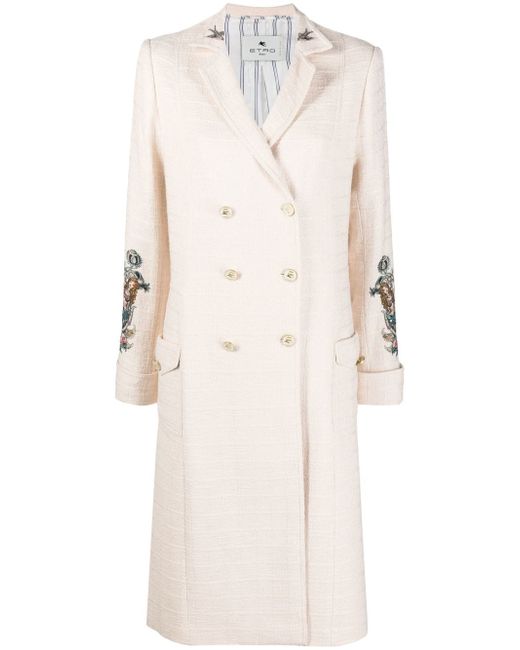 Etro rear graphic-print double-breasted coat