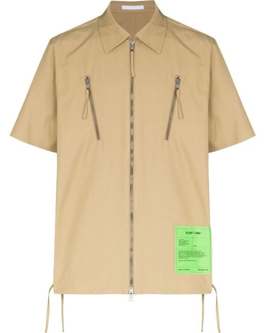 Helmut Lang logo-patch zip-fastening shirt