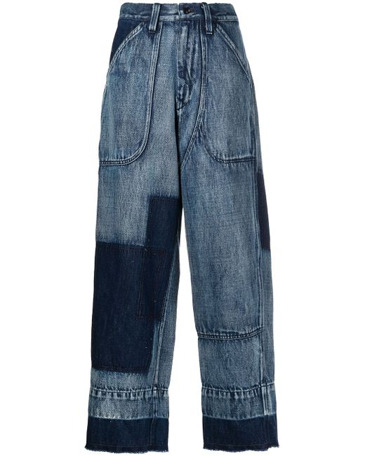Y's patch-detail wide-leg jeans