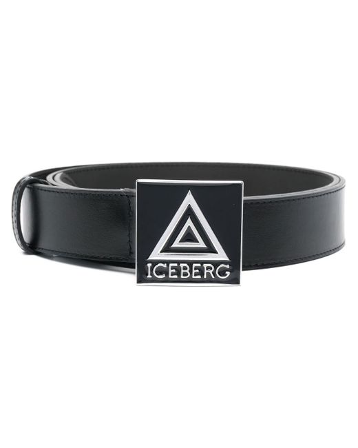 Iceberg logo-buckle leather belt