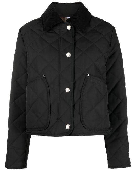 Burberry corduroy-collar quilted cropped jacket