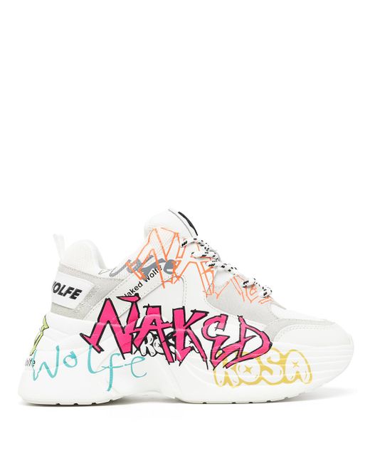 Naked Wolfe Track graffiti-print sneakers