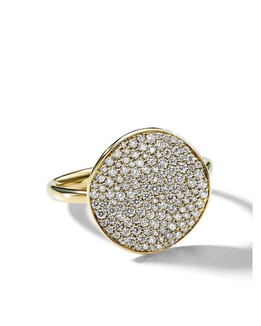 Ippolita 18kt yellow Stardust medium flower diamond disc ring