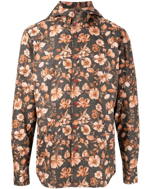 Kiton floral-print hooded jacket