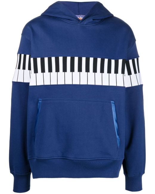 Just Don Piano-print cotton hoodie