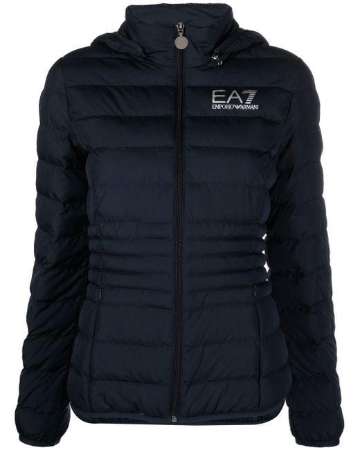 Ea7 logo-print padded jacket