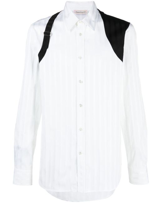 Alexander McQueen buckle-detail striped shirt