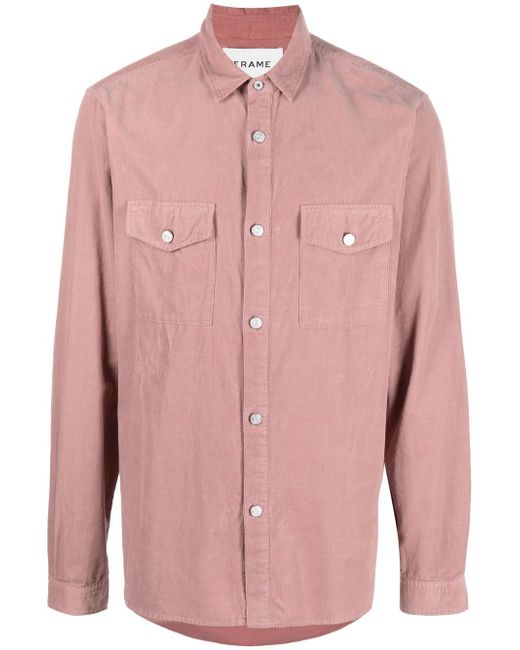 Frame corduroy chest flap-pocket detail shirt