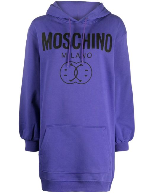 Moschino smiley-face logo-print hooded dress