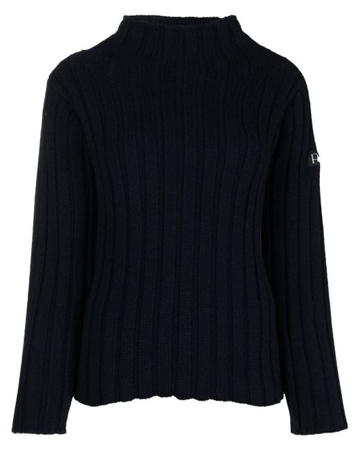 Patou logo-patch ribbed-knit jumper