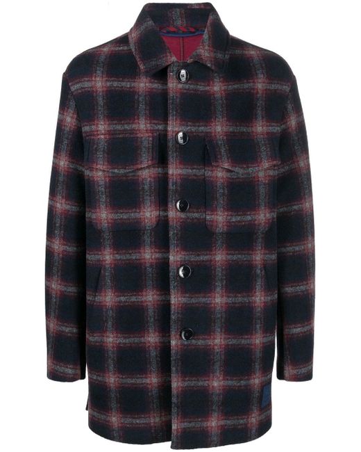 Etro check-pattern single-breasted coat